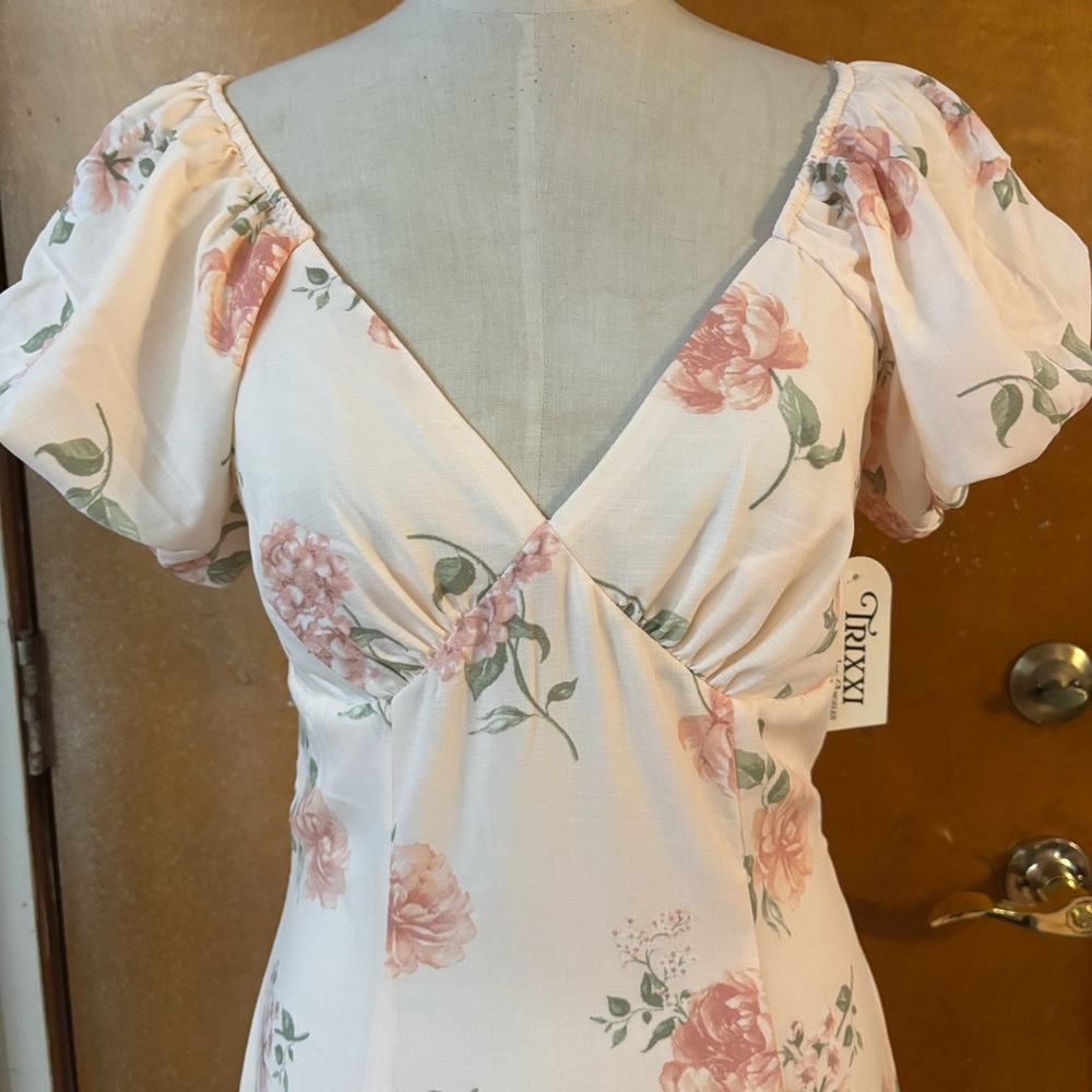 NWT Trixxi dress.  Pale pink floral with a bow in back
